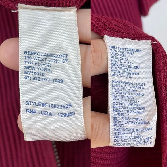 Rebecca Minkoff Magri in Wine Ribbed Knit Cutout Zip Back Dress small - Picture 13 of 13